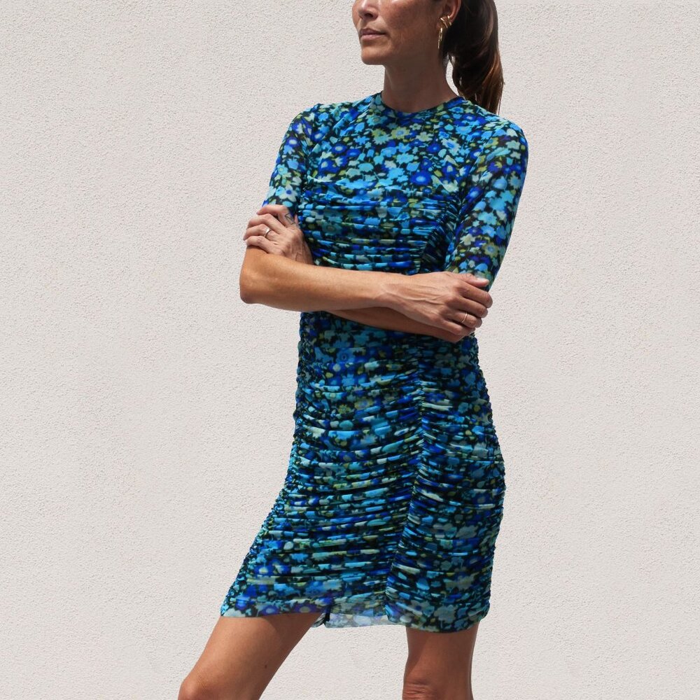 Ganni Printed Mesh Dress - Excellent Condition - Size 4/S